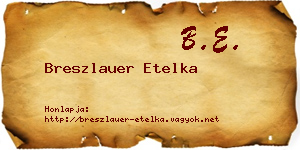 Breszlauer Etelka névjegykártya